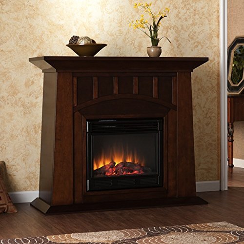 Bayard Espresso Stacked Stone Electric Fireplace