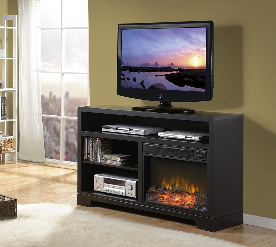 Homestar ZVANCOUVER Vancouver Media Fireplace Console, 51 1/4" x 15 3/8" x 31 3/8", Black Oak N3