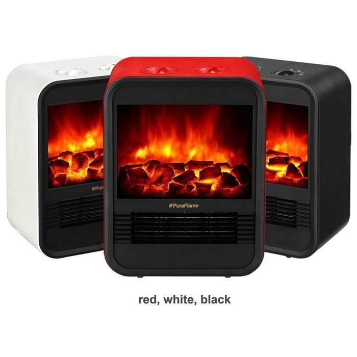 PuraFlame 1250W Clara White 9-Inch Mini Portable Electric Heater, White N15