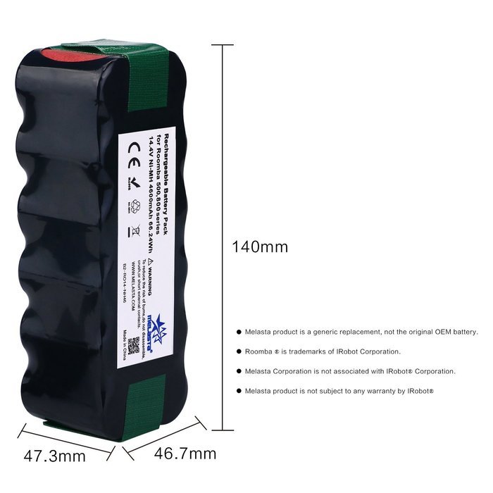 MELASTA New Version 4600mAh 14.4V Ni-NH Replacement Battery for iRobot Roomba R3 500, 600, 700 & 800 series 510... N7