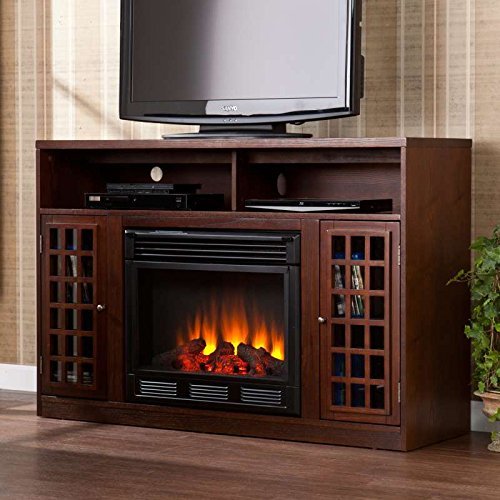 Espresso Media Tv Stand Console Electric Fireplace Mantle N6