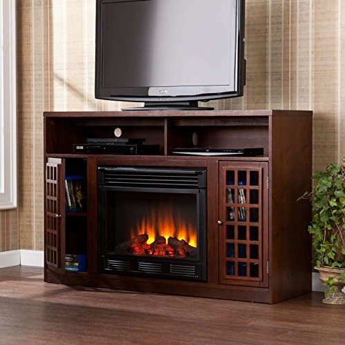 Espresso Media Tv Stand Console Electric Fireplace Mantle N7