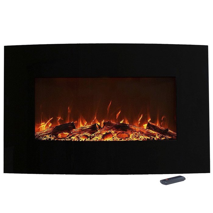 Color Changing Curved Electric Fireplace Wall Mount Stand Remote 36 x 22 Inch - CFP