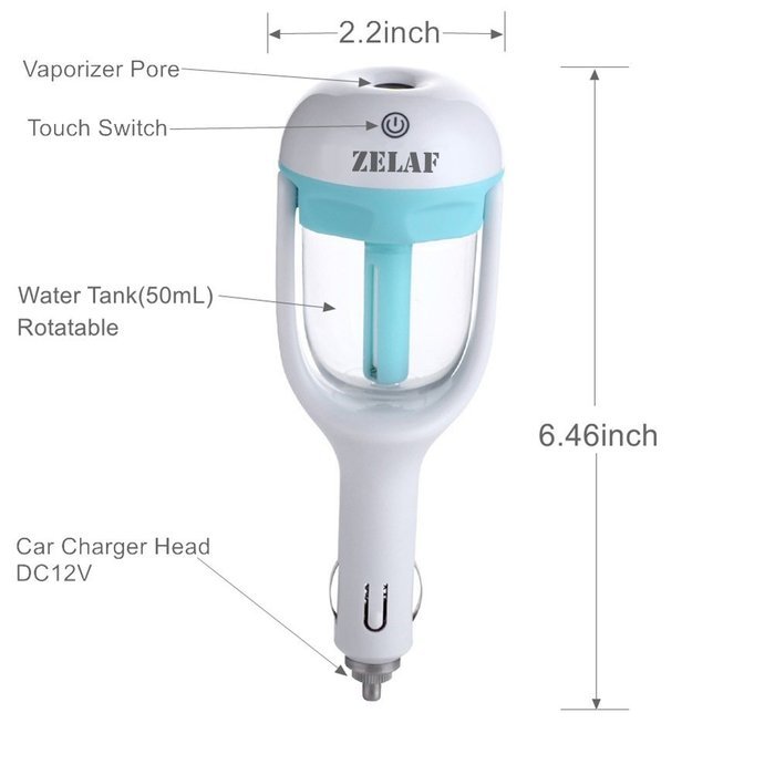 ZELAF&reg; Z8 Car Charger Port Mini Travel Portable Cool Mist Ultrasonic Humidifier with Aroma Diffuser Essential... N3