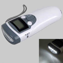 Dynamo Crank LED Flashlight AM/FM Radio w/ LCD Display & Siren N2