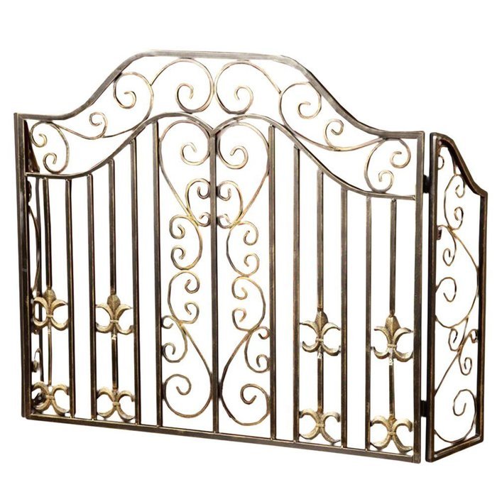Decorative Fleur de Lis and Scroll Fireplace Screen