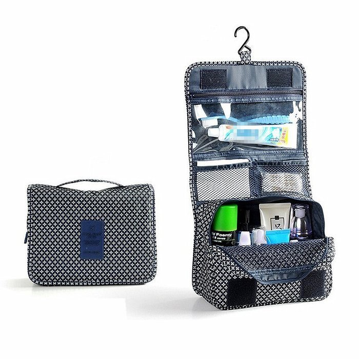 ColorMixs&reg; Hanging Toiletry Cosmetics Travel Bag Cosmetic Carry Case for Woman Man Travel Organization Gift (Navy... N19