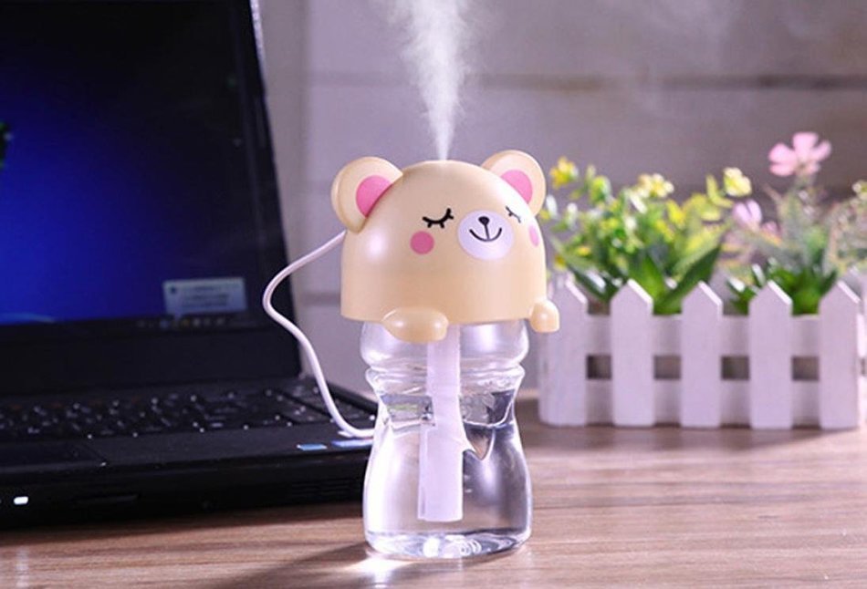 Dacawin USB Mini Cartoon Bottle Cap Humidifier Office Air Diffuser (Black) N4