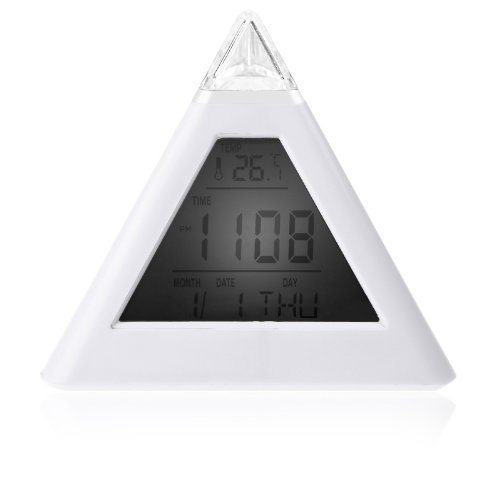 Single 7 LED Color Changing Pyramid Digital LCD Alarm Clock Thermometer C/f Desktop Table Clocks Despertador Weather... N3