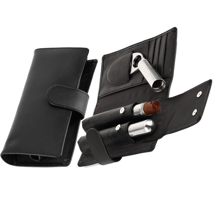Scotte(TM) top grade cigar suit leather Cigar Cases with Cigar Cutter and 2 smoke tube