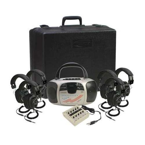 Califone 1776PLC-6 Spirit Stereo Listening Center, 6-Position, Foam-lined Carry/storage Case with Extra Room for...
