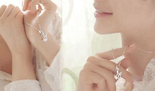 Silver plated Double Dolphin Rhinestone Short Chain Pendant Necklace Jewelry N4
