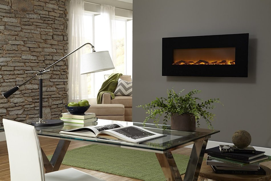 Touchstone 80001 Onyx Wall Mounted Electric Fireplace, 50 Inch Wide, Logset, 1500W Heat (Black)