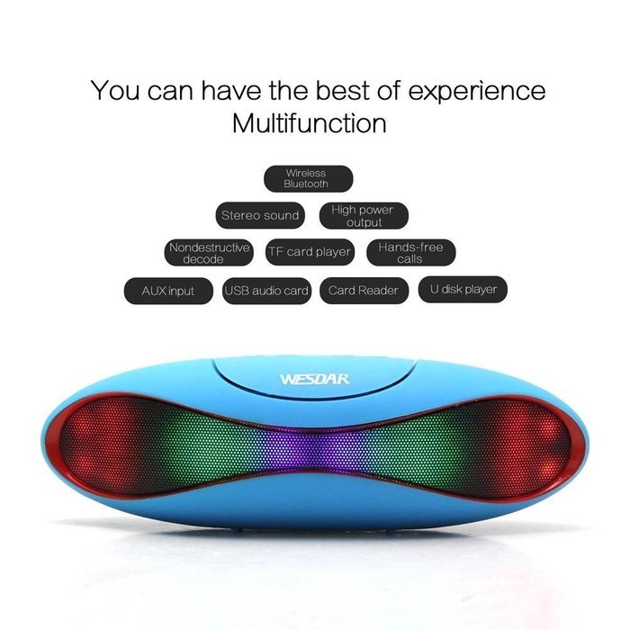 WESDAR Portable Wireless Stereo Bluetooth Speaker with LED Lights, Compatible with all Bluetooth Devices Bl-049 N3