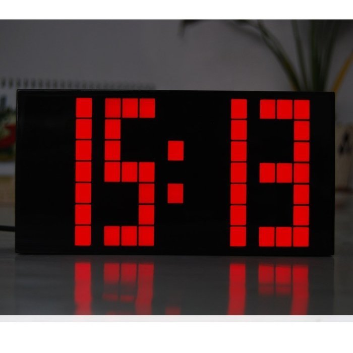 T Tocas Big Number LED Snooze Wall Desk Alarm Clock Thermometer Calendar (Blue) N6