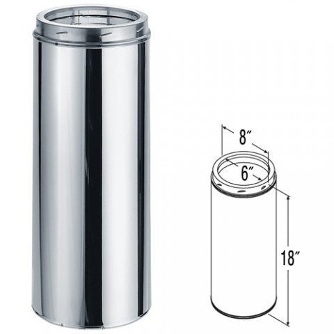 281806 6"x 18" Length Dura-Tech Chimney- SS