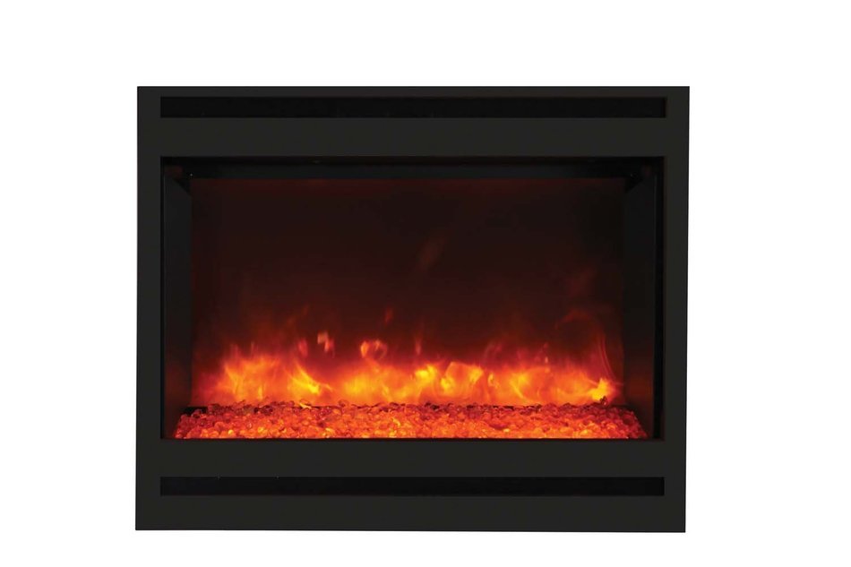 Amantii Zero Clearance Series Built-In Electric Fireplace with Square Frame and Ember Media Kit, 31 Inch
