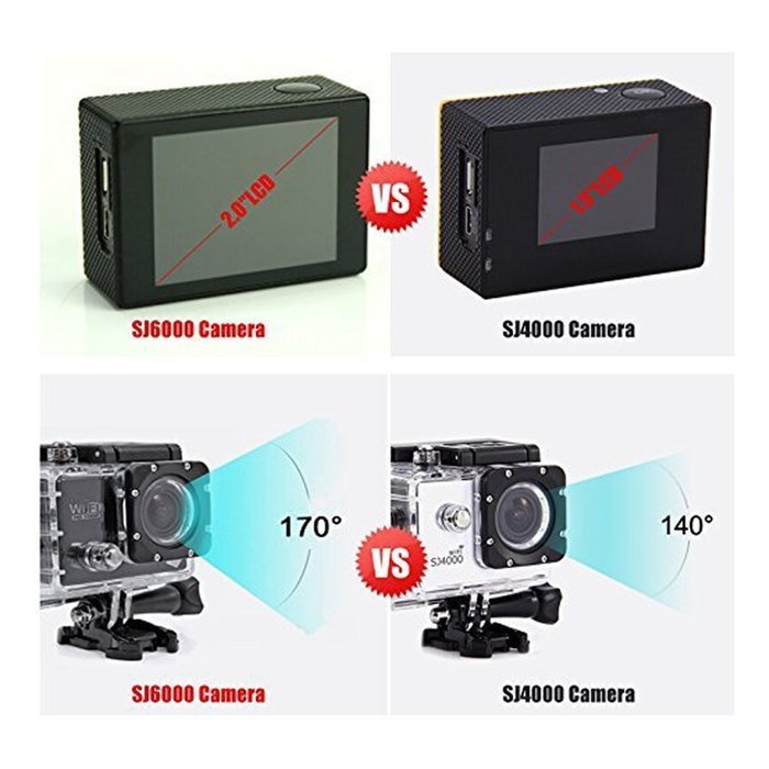 SJ6000 WiFi Version 2" LCD Display 170&deg; Wide Angle 1080P HD 30M Waterproof Outdoor Helmet Sport DV Digital Video... N6