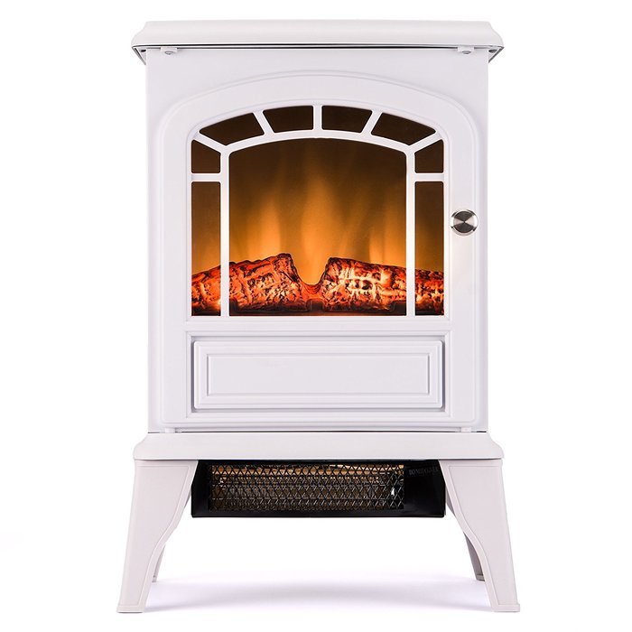Aspen Free Standing Electric Fireplace Stove - 23 Inch White Portable Electric Vintage Fireplace with Realistic... N3