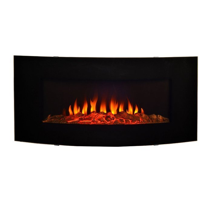 High-End Curved Glass Front Wall Mount Electric Fireplace