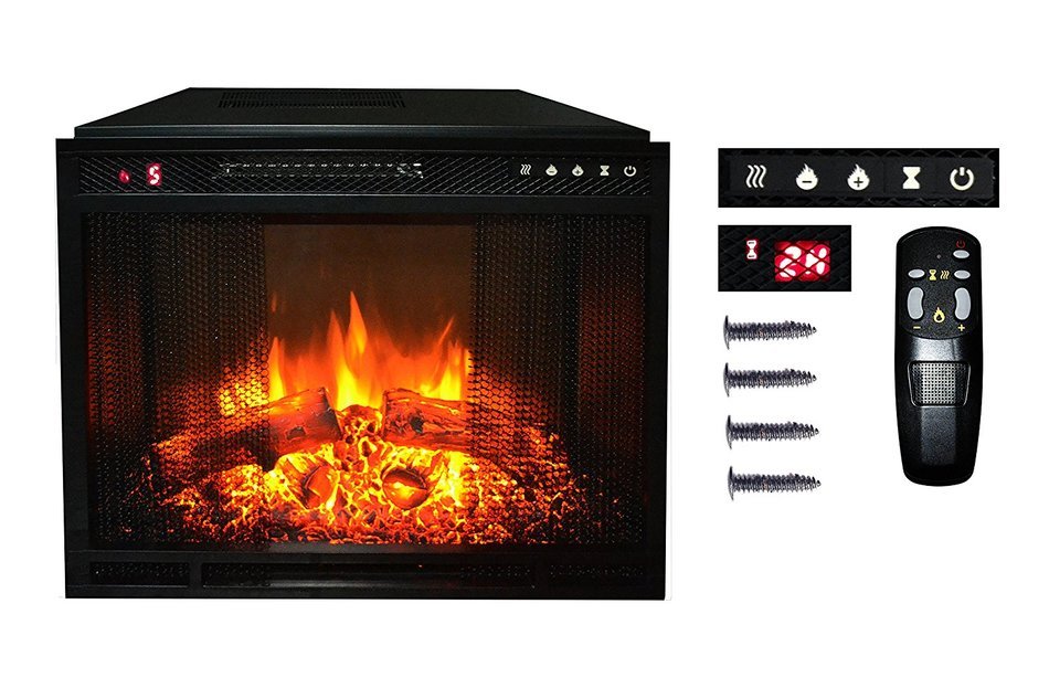 Touchstone 80016 Edgeline Electric Fireplace Insert for Mantles, 28 inch wide, 1500/750 Watt Heater (Black) N2