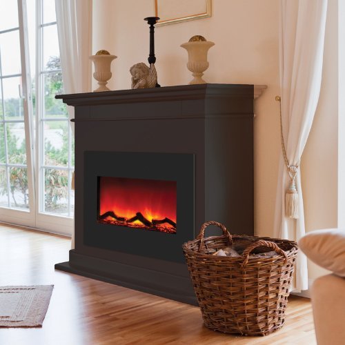30" Electric Fireplace Unit with Espresso stained Mantle N3
