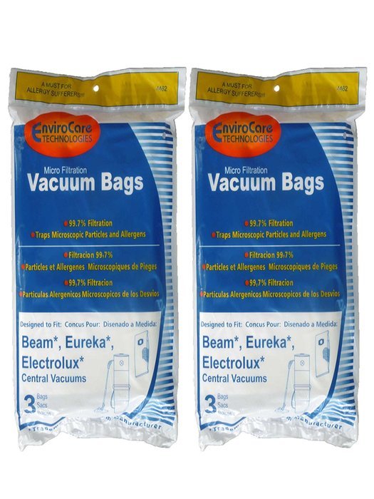 6 (6 Gallon) Allergy Central Vacuum Bags For Beam, Eureka, Electrolux, Singer, Star-Brute, Kenmore, Mastercraft...