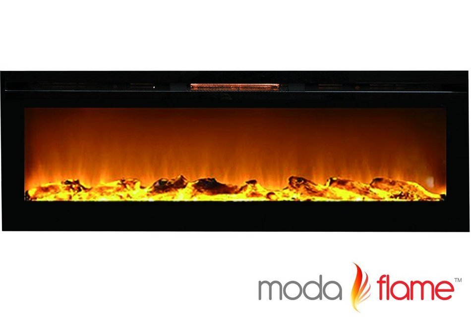 72 Inch Recessed Cynergy XXL Log Built-In Wall Mounted Electric Fireplace