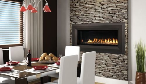 43" Millivolt Linear Vent-Free LP Fireplace- Lights & Glass Pebbles
