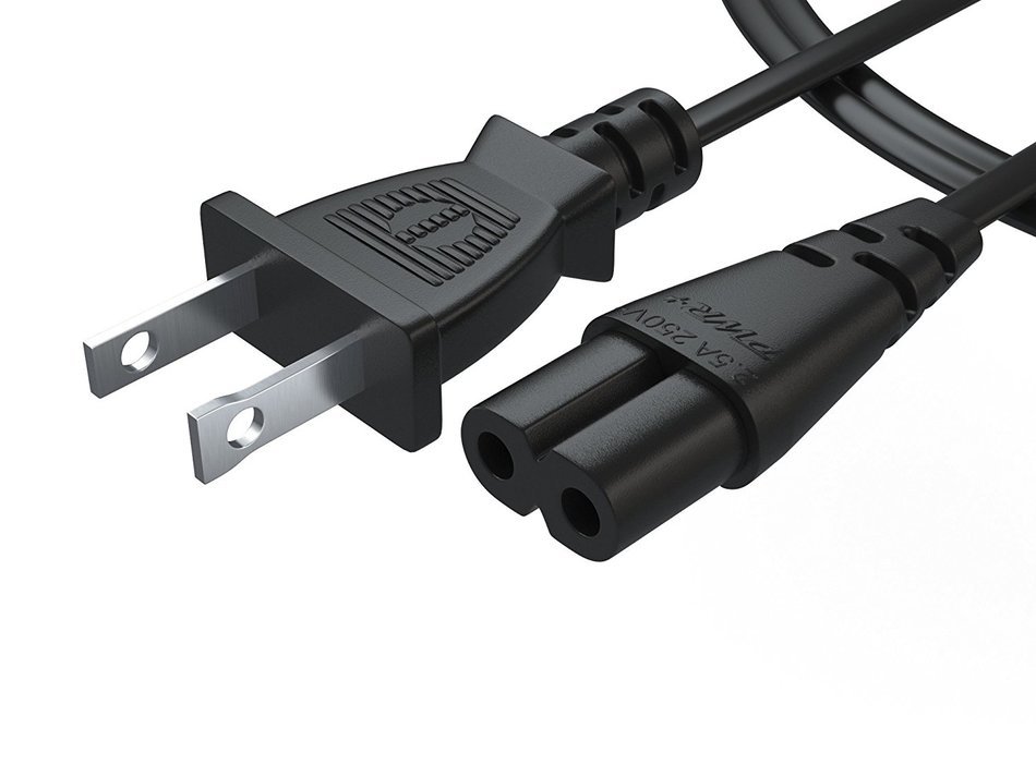 [UL Listed] Pwr+ AC Cable Replacement Power Cord 2 Prong 6 Feet (Black) N8