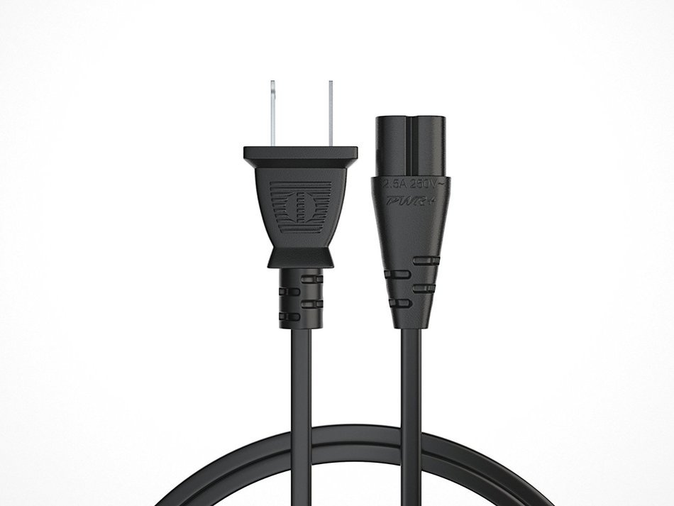 [UL Listed] Pwr+ AC Cable Replacement Power Cord 2 Prong 6 Feet (Black) N9