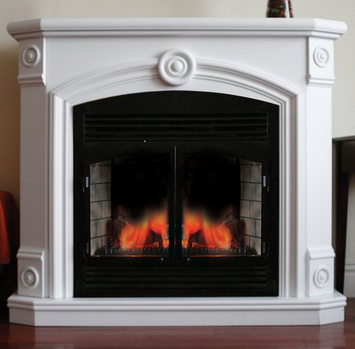 ProCom Full Size Deluxe Electric Fireplace With Remote Control - White Finish