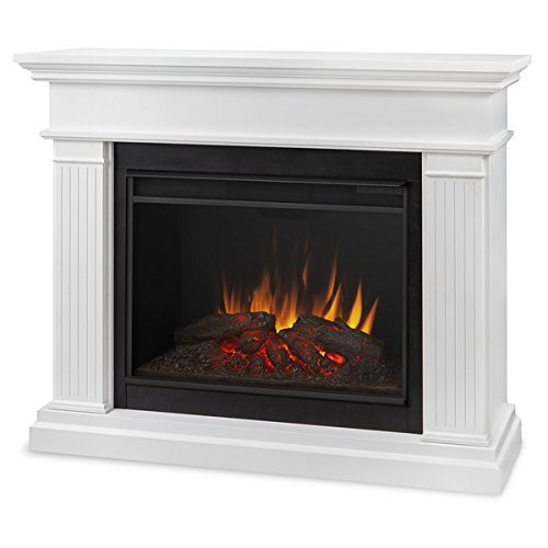 Solid Wood and Veneered MDF Kennedy Grand Electric 55.5'' Fireplace, Ultra-Bright LED, 1500W Infrared Heater,...
