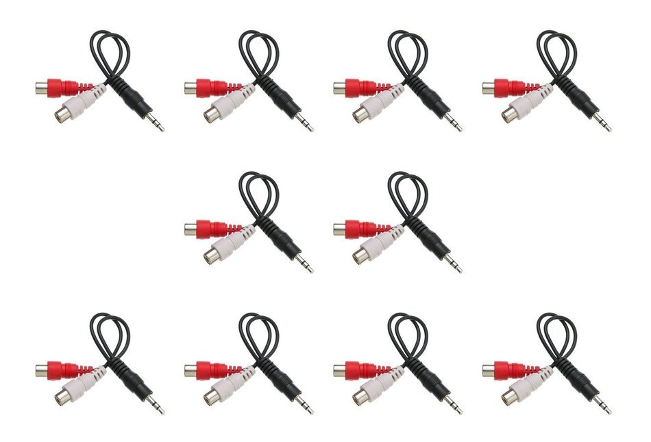 C&E CNE63417 2 x RCA Male, 1 x 3.5mm Stereo Female, Y-Cable 6-Inch Gold Plated Connector, 2-Pack N6