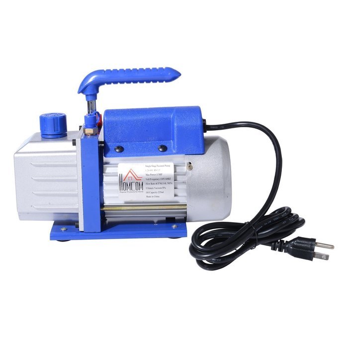HomCom Single Stage 4 CFM Rotary Vane Vacuum Pump - Blue/Silver N5