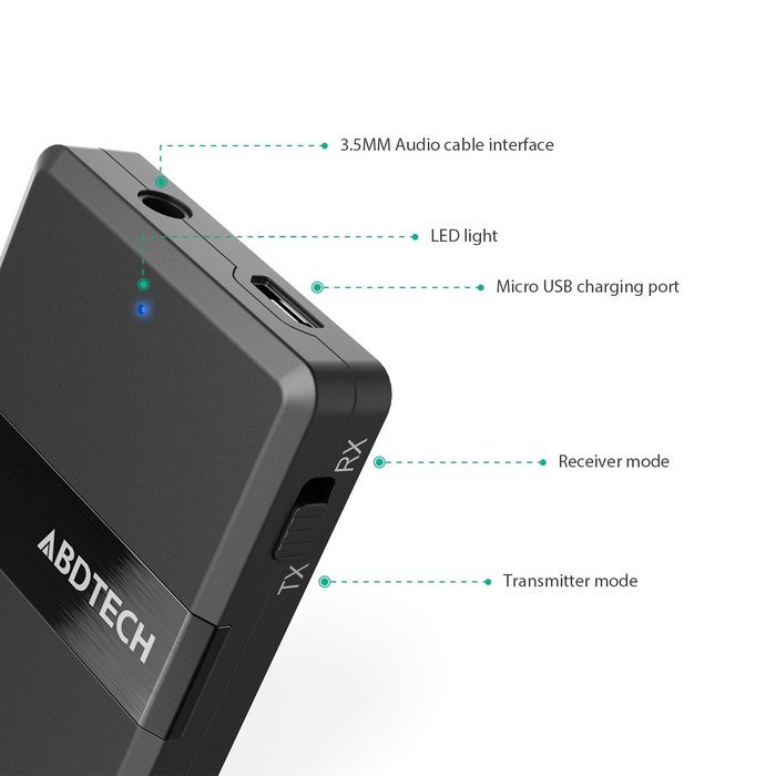 Bluetooth 4.1 Stereo Transmitter and Receiver,Abdtech Wireless 2-In-1 Adapter With 3.5mm Stereo Output and apt-X... N4