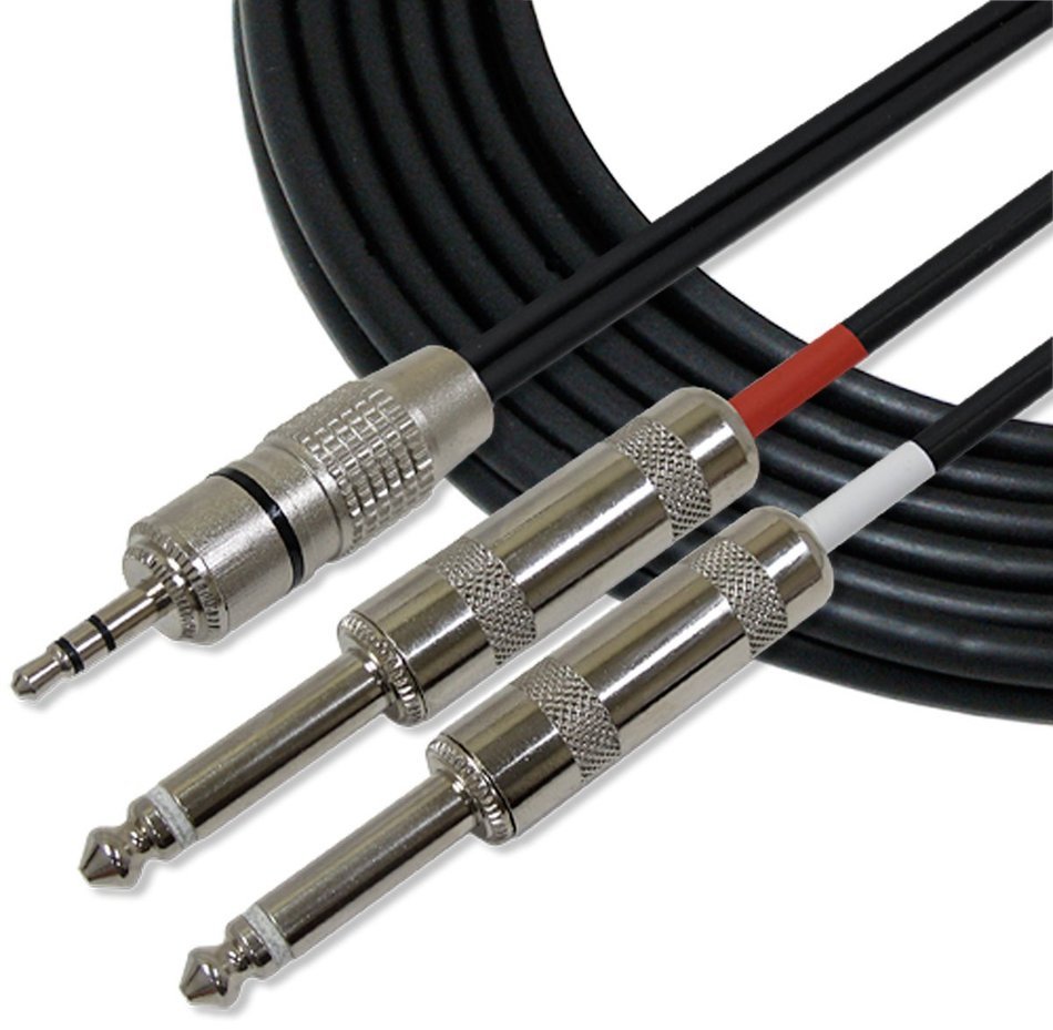 GLS Audio 6ft Y-Cable Splitter Cord - Full Metal 1/8" TRS Stereo to 1/4" TS Mono - 6' Cables 3.5mm (Mini) to 6mm...