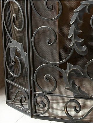 Monogrammed Curved Old World Iron Fireplace Screen