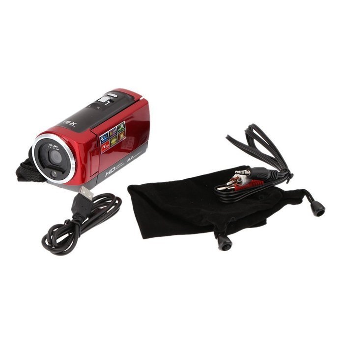 TOOGOO(R) HDV-107 Digital Video Camcorder Camera HD 720P 16MP DVR 2.7'' TFT LCD Screen 16x ZOOM Red N5