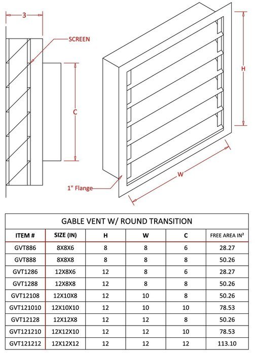 Louvered Gable Vent with Round Transition