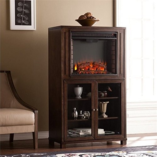 Pemberly Row Electric Fireplace Tower in Espresso