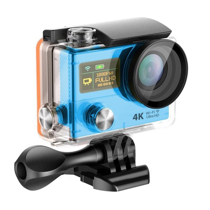 TONSEE Sport Camera H3R Ultra 4K HD 2.0 Inch Screen Action Camera Waterproof 30m+Remote Control - Blue N7