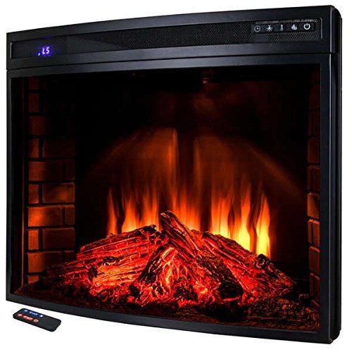 AKDY 33-inch Freestanding Tempered Glass 6 Setting LED Backlit Adjustable 1500W Electric Fireplace N3
