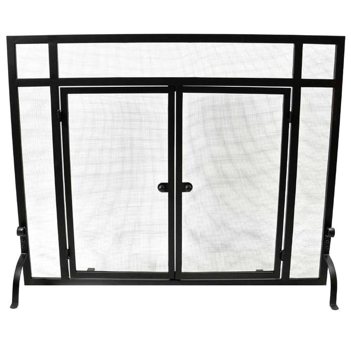 WoodEze Single Panel Flat Fireplace Screen with Doors 44'' W x 33'' H N2