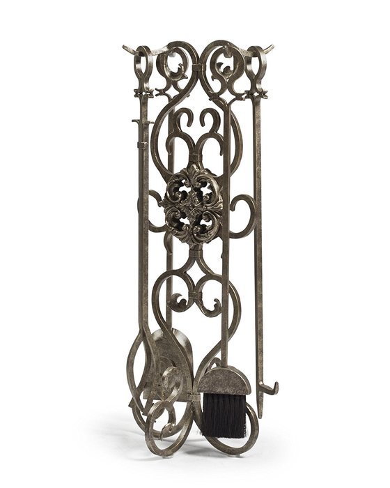 Balsam Hill 4 Piece Estate Fireplace Tool Set - Gold | 12"L x 12.5"W x 32"H