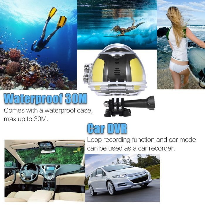 Andoer 360 Degree Wifi 2448P 30FPS 16M Fisheye Film Source Panorama Camera for Virtual Glasses VR Action Sports... N10