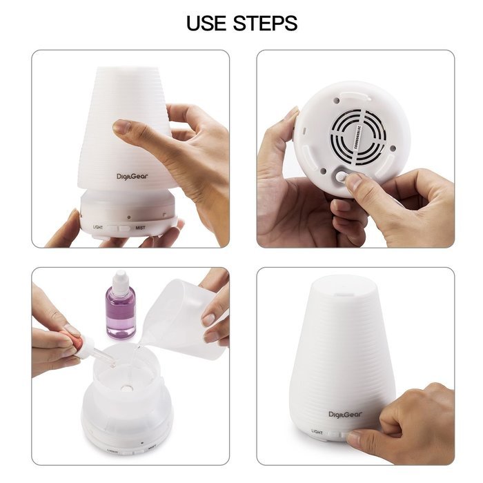 Essential Oil Diffuser 100ml - Aroma Humidifier with 7 Color LED Lights - Aromatherapy Diffuser Ultrasonic Whisper... N7