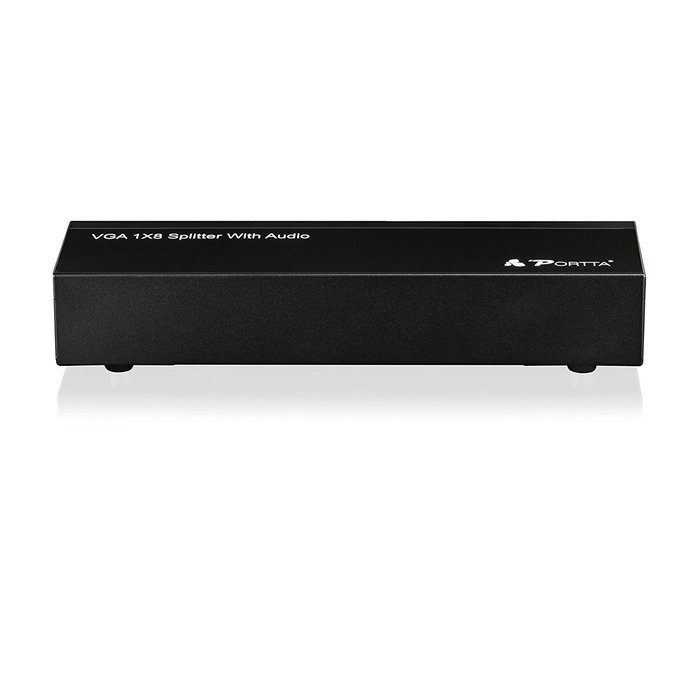 Portta PET0102V 2 Port 1x2 VGA Splitter with 3.5mm Stereo Audio support Bandwidth 500MHz 1080p N4