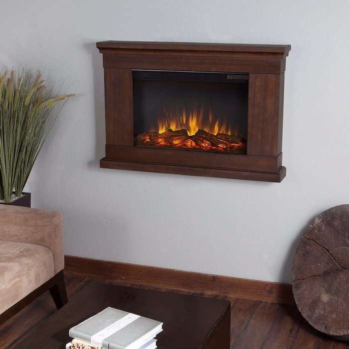 Real Flame Jackson Slim Line Wall Hung Electric Fireplace - Vintage Black Maple