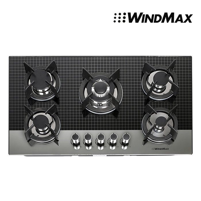 Brand New 35.5 inch Checked Glass 5 Burner Built-In Stove NG Gas Cooktops Cooker